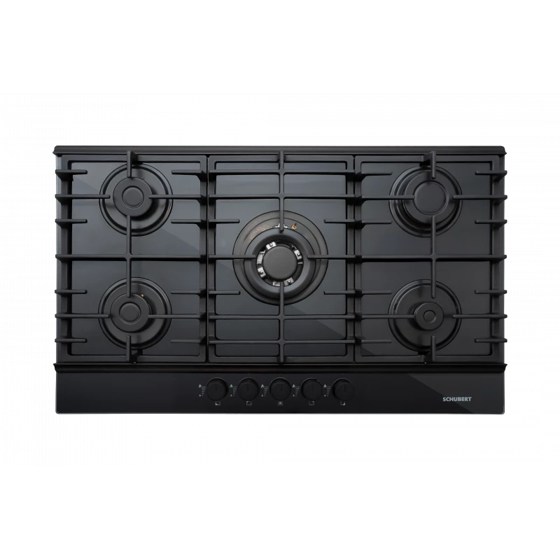 Schubert Built-In Gas Hob 90cm Black Glass Cast Iron - THETA A9501 - Schubert